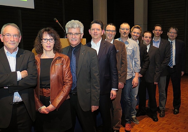 Der bisherige und der neue Vorstand des HGV (v.l.): Alfons Frei, Carmen Moeri, Hans Utz, Roger Schranz, Stefan Biedermann, Fritz Krähenbühl, Oliver Zryd, Fabian Käufeler, Marcel Leuzinger und Erich Meier. Auf dem Bild fehlt Denise Zumsteg.Foto: sk