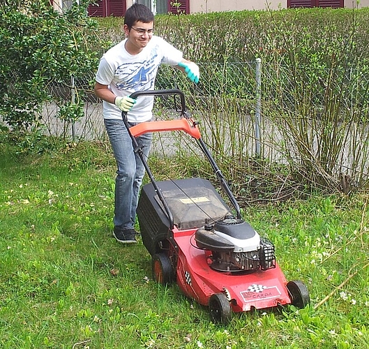 ... und Rasenmähen gehörten zu den Aufgaben der «Gardening Days». Fotos: zVg ... und Rasenmähen gehörten zu den Aufgaben der «Gardening Days». Fotos: zVg