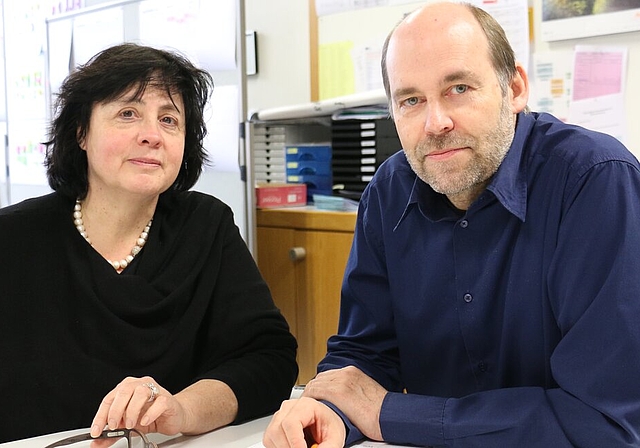 Schulleitungsteam Claudia Stadelmann (Kindergarten, Primar-/Unterstufe) und Lukas Müller (Primar-/Mittelstufe,Real- und Sekundarstufe).Foto: bär
