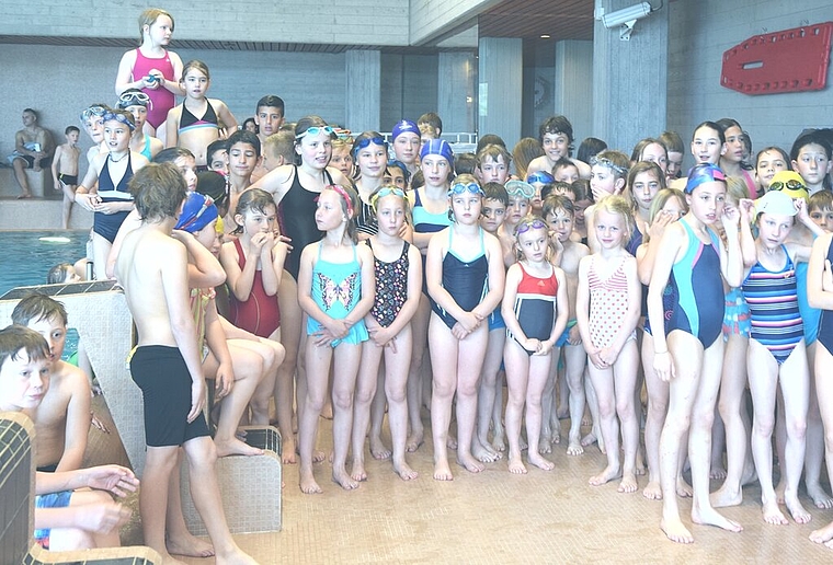 Rund 85 Kinder nahmen am Wettschwimmenim Hallenbad Tägi teil. Der Plauschwettkampf ging reibungslos über die Bühne.Foto: zVg 