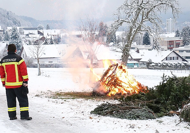 Zur Sicherheit <em>stand die Feuerwehr im Einsatz. (Noëlle Bär)</em>
