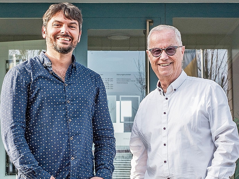 Der neue Leiter der Netze Spreitenbach, Marco Giger (l.), und Verwaltungsrats- und Gemeindepräsident Markus Mötteli.Philippe Neidhart