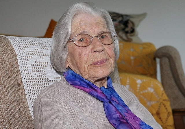 Olga Biland feiert heute ihren 100. Geburtstag.Foto: bär