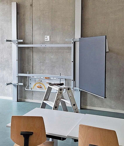 Klappwandtafel im Lernatelier.zVg Klappwandtafel im Lernatelier.zVg