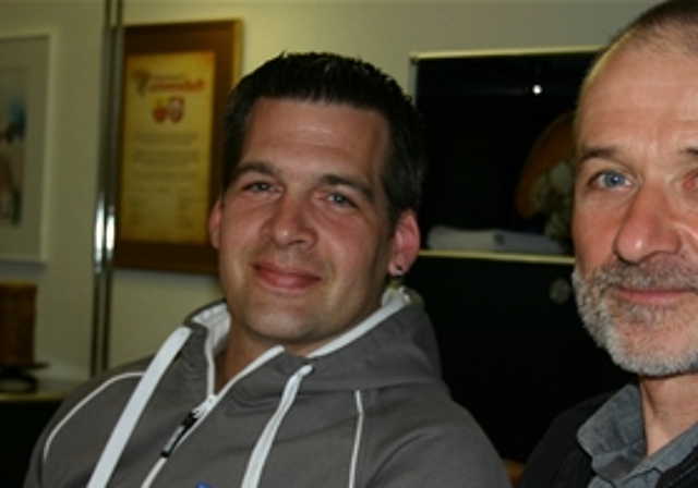 Roland Steiner und Hanspeter Benz berichten über die Vorbereitungen zum Kreisturnfest in Neuenhof. Foto: mbo
