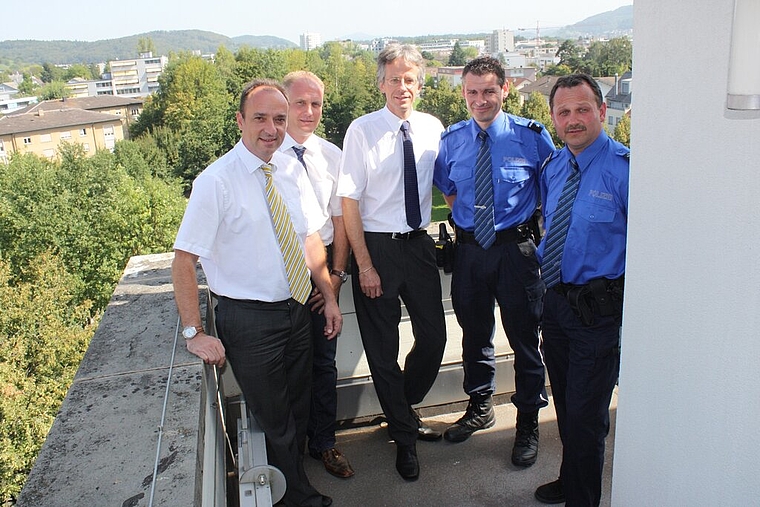 Markus Dieth, Josef Bütler, Stefan Nipp, Werner Bertschi und Roland Habermacher (v. l.) wollen gemeinsam die polizeiliche Zukunft gestalten. Foto: bär
