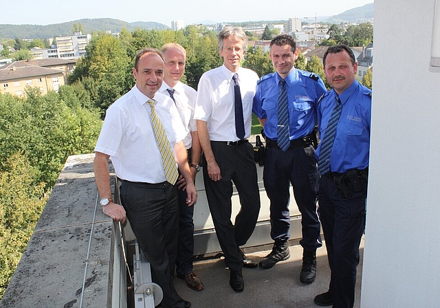 Markus Dieth, Josef Bütler, Stefan Nipp, Werner Bertschi und Roland Habermacher (v. l.) wollen gemeinsam die polizeiliche Zukunft gestalten. Foto: bär