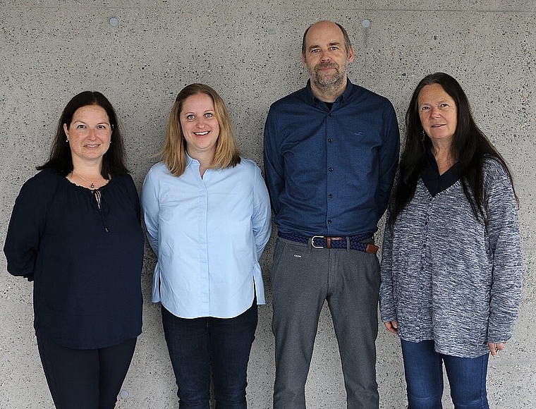 Das sind die neuen Schulleiter: Bea Märki (Kindergarten und Unterstufe), Mirjam Frey (Oberstufe), Lukas Müller (Mittelstufe und Geschäftsleiter) und Sylvia Riolo (Musikschule). zVg