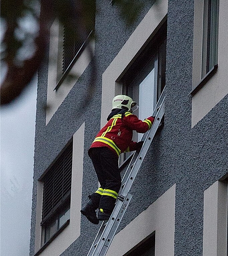 Feuerwehrleute <em>zeigen Rettung.</em>
