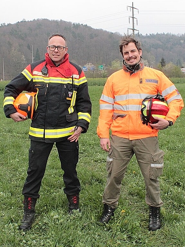 Feuerwehrkommandant <em>Oliver Gross und ZSO-Kommandant Ronald Rickenbacher</em>