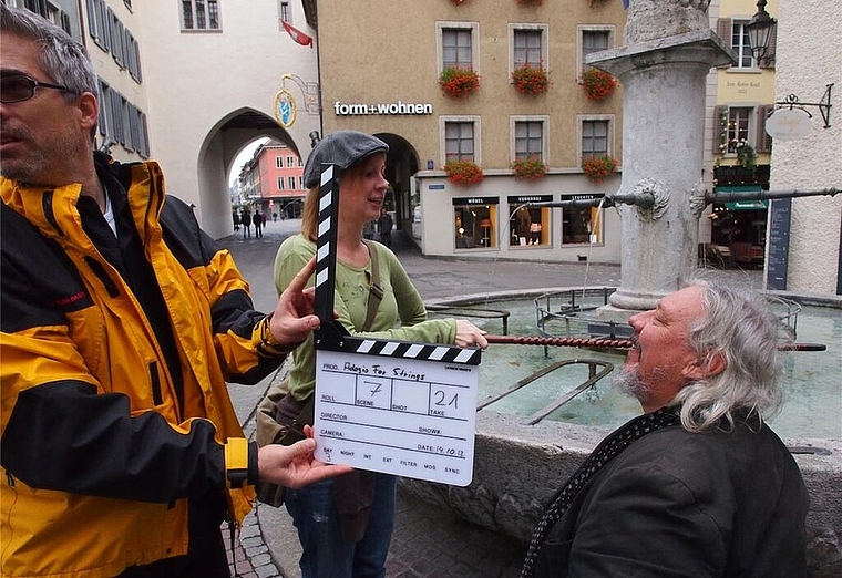 Bei den Dreharbeiten in der Altstadt von Baden im Oktober 2012. Foto: zVg