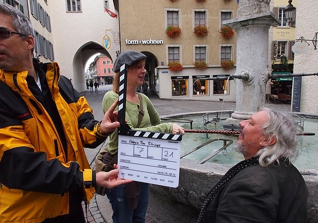Bei den Dreharbeiten in der Altstadt von Baden im Oktober 2012. Foto: zVg