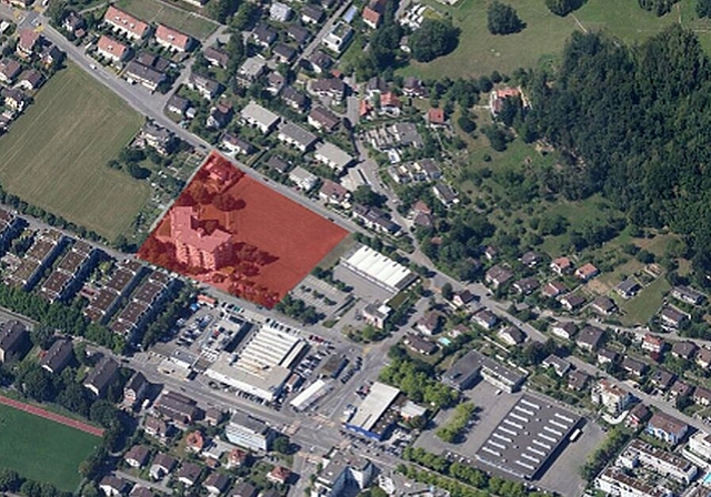 Luftaufnahme zum Neubau SH-Zehntenhof und zur Zonenplanänderung Nutzungsplanung. Foto: zVg