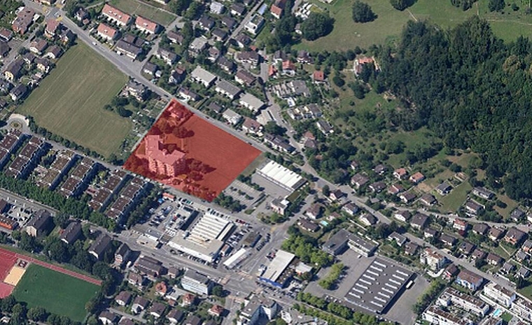 Luftaufnahme zum Neubau SH-Zehntenhof und zur Zonenplanänderung Nutzungsplanung. Foto: zVg