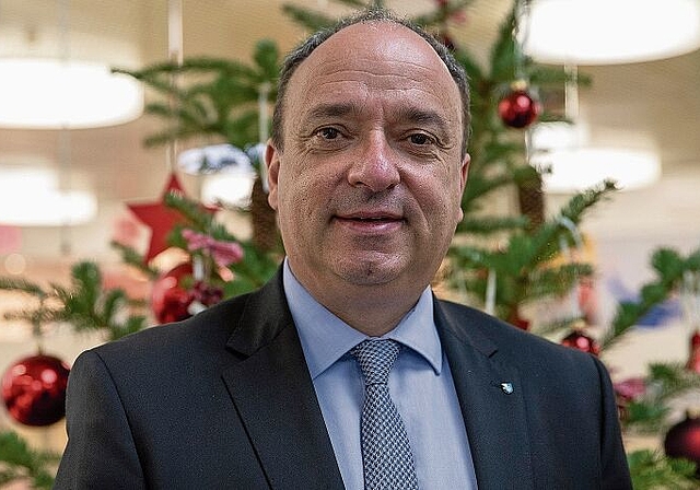 Markus Dieth im Telli in Aarau, dem Sitz  des Departements Finanzen und Ressourcen.Gaby Kost (14. Dezember 2020)