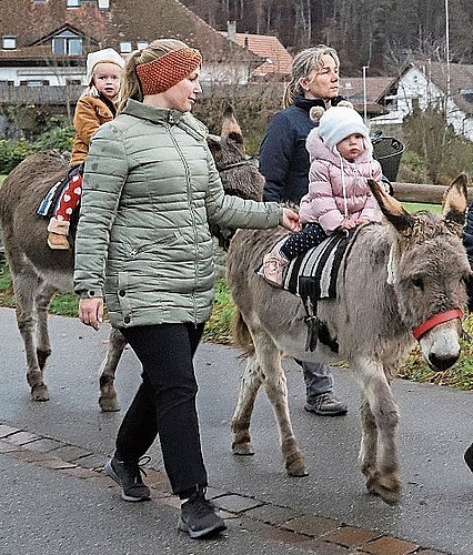 Die Kleinsten beim Eselreiten ... (Bilder: Gaby Kost)
