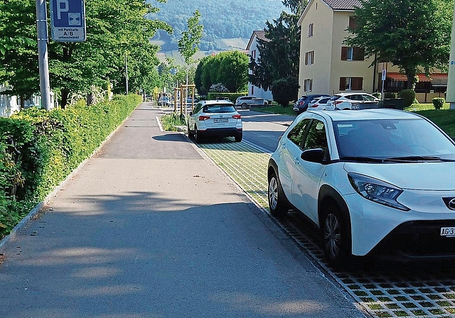 Die Parkplätze sind umgestaltet und mit Rasengittersteinen und Pflanzenstreifen versehen worden. zVg