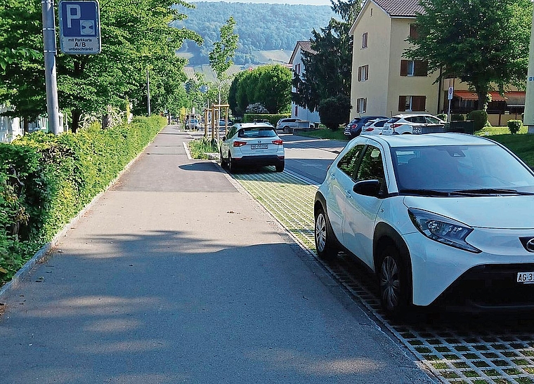 Die Parkplätze sind umgestaltet und mit Rasengittersteinen und Pflanzenstreifen versehen worden. zVg