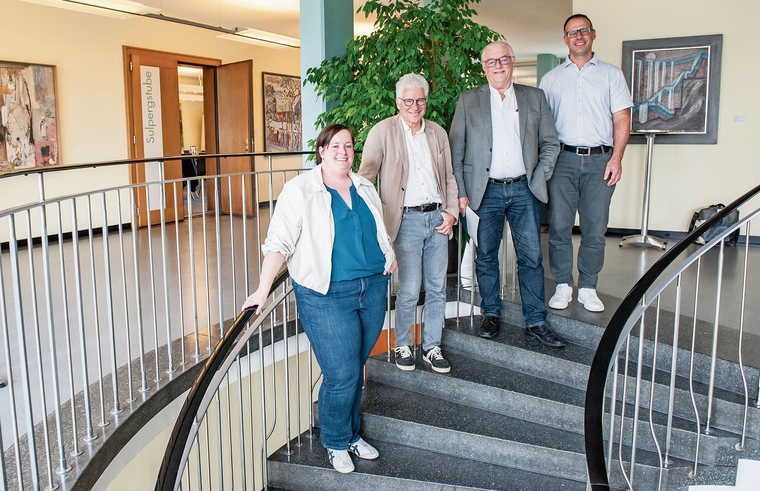 Präsentierten das Budget: Verwaltungsleiterin Sandra Thut, Vizeammann Markus Maibach, Ammann Roland Kuster und Finanzleiter Beat Rölli (v. l.). Philippe Neidhart