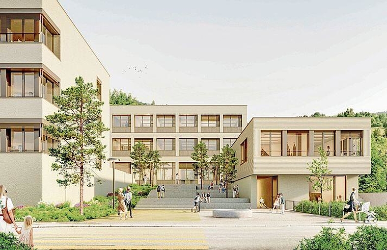 Visualisierung der neu entstehenden Schulanlage. Schweizer Hauser Architekten AG/zVg