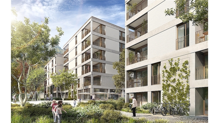Visualisierung der neuen Wohnüberbauung Sulperg 2 mit Umgebungsgestaltung: Insgesamt werden 83 Wohnungen für ältere Menschen und Familien entstehen. Foto: zVg ]]>
