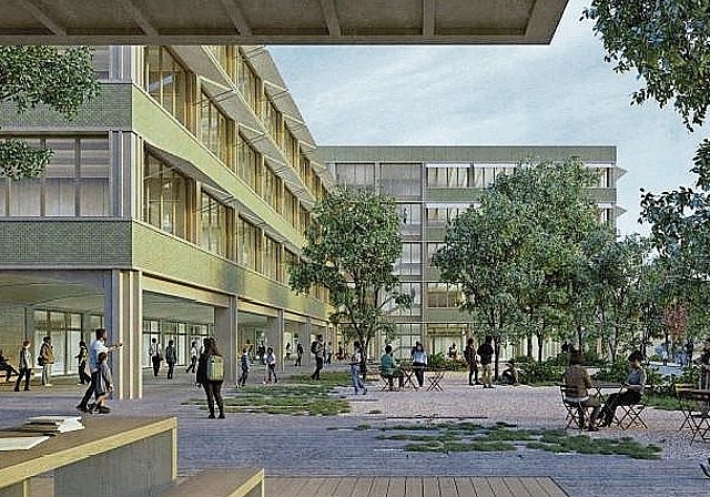 Visualisierung des Siegerprojekts Schullandschaft Margeläcker.  CH Media AG