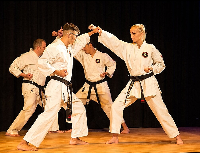 Karateshow von Karate Limmattal in der neuen Aula.
