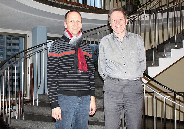 Setzten sich für Mittelstufenschulzentrum ein: Schulpflegepräsident Thomas Sigrist und Vizeammann Heiner Studer. Foto: bär