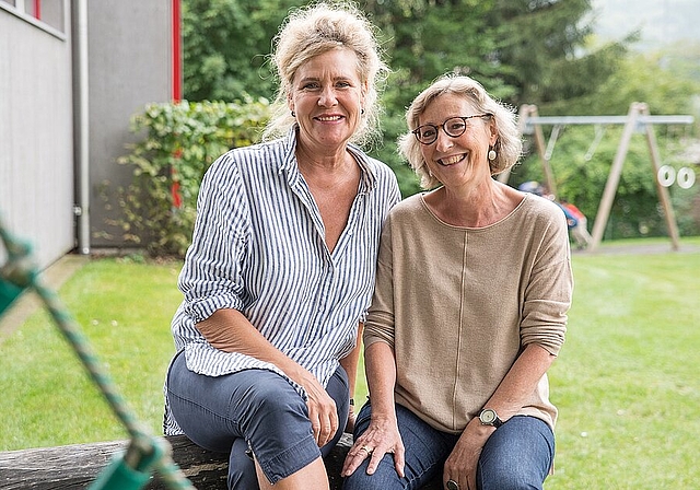 Die Schulleiterinnen des Kindergartens: <em>Astrid Welti Ferrante und Franziska Ackermann (l.). (Barbara Scherer)</em>

