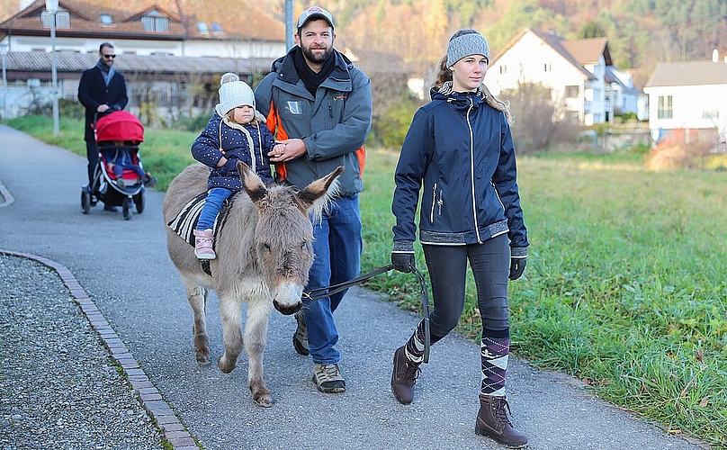 Eseli-Reiten für die Kleinen.
