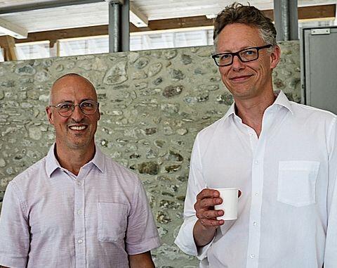 Die Professoren Andreas Krebs und Jörg Stolz (r.). bär