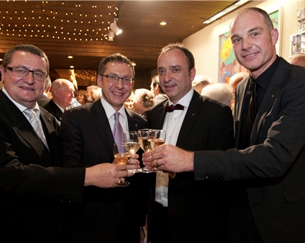 Grossratspräsident Theo Voegtli, Landammann Urs Hofmann, Ammann Markus Dieth und Einwohnerratspräsident Marco Kaufmann (v.l.).
