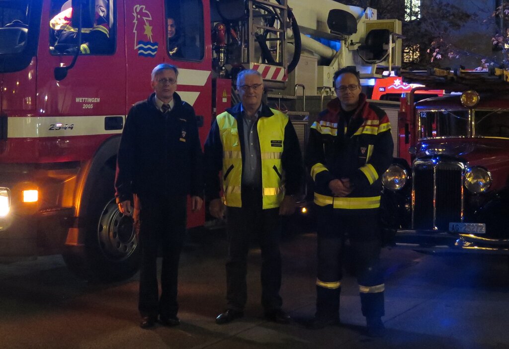 Der abtretende Kommandant Paul Meier, Ressortvorsteher Roland Kuster und der neue Kommandant Oliver Gross (v.l.).
