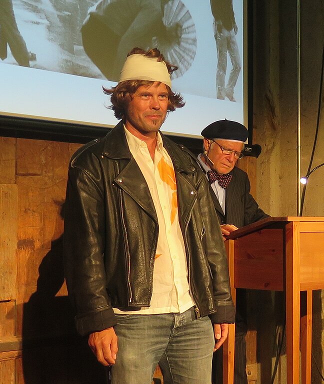 History-Show <em>mit Albert Freuler und Harald Völker (l). (Muriel Zweifel)</em>
