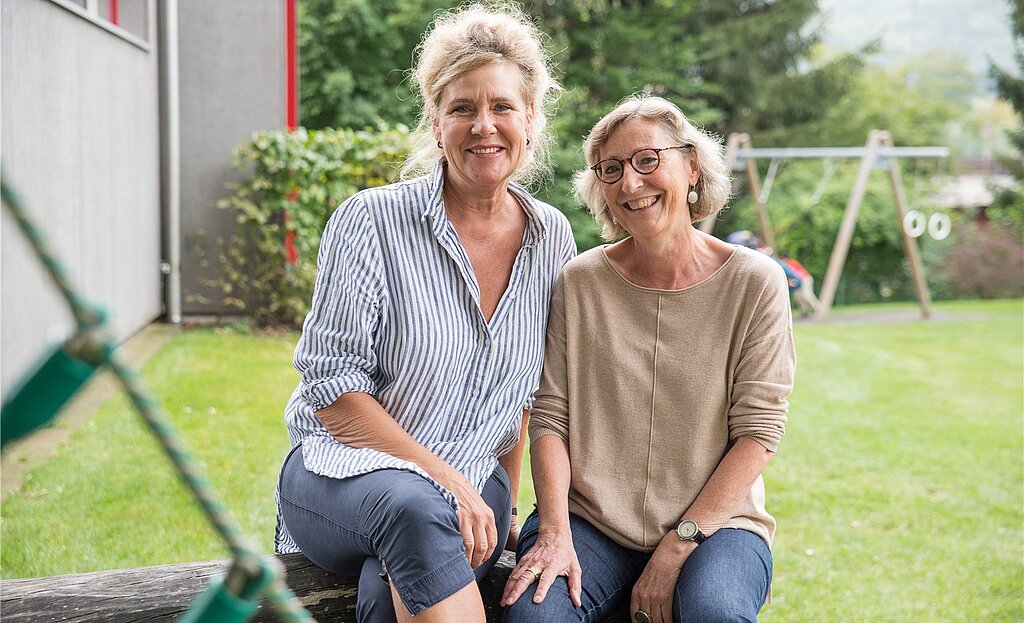 Die Schulleiterinnen des Kindergartens: <em>Astrid Welti Ferrante und Franziska Ackermann (l.). (Barbara Scherer)</em>
