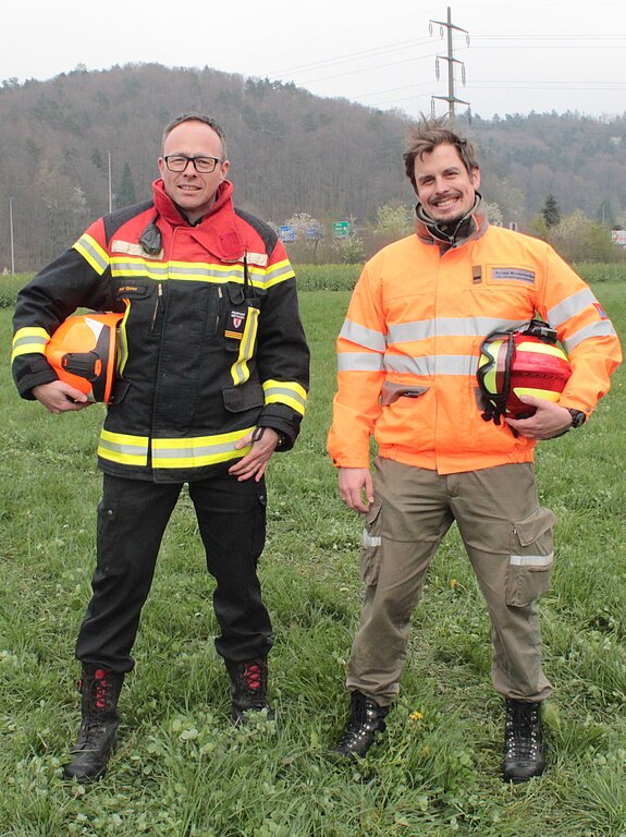 Feuerwehrkommandant <em>Oliver Gross und ZSO-Kommandant Ronald Rickenbacher</em>