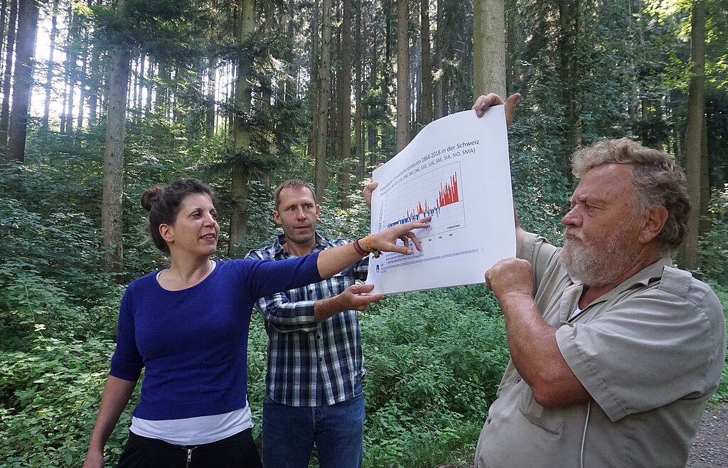Kathrin Streit zeigt die Veränderungen im Wald anhand einer Grafik.